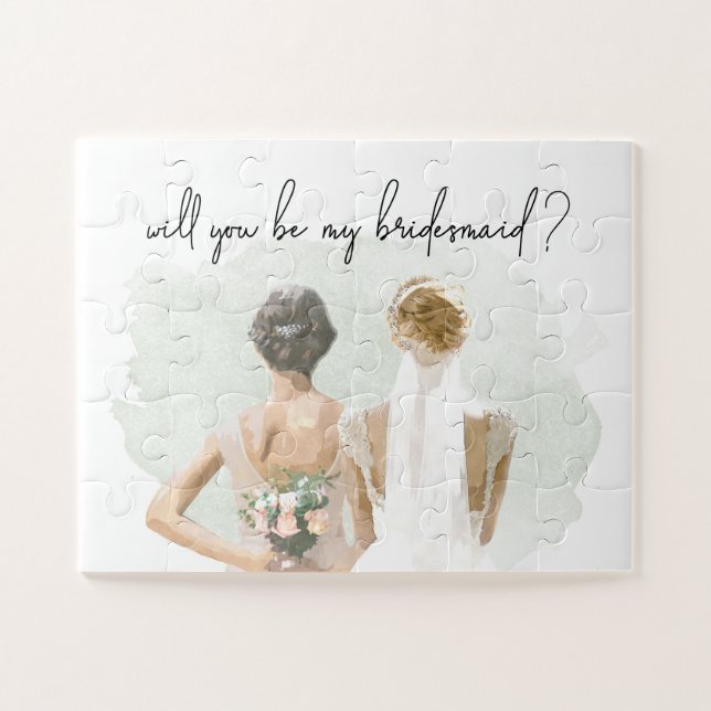 Will You Be My Bridesmaid Proposal Watercolor Jigsaw Puzzle (Horizontal)