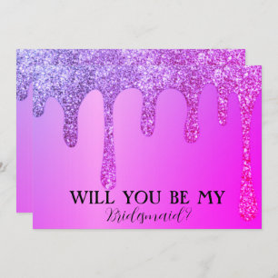 Will You Be My Bridesmaid Purple Glitter Drips Save The Date