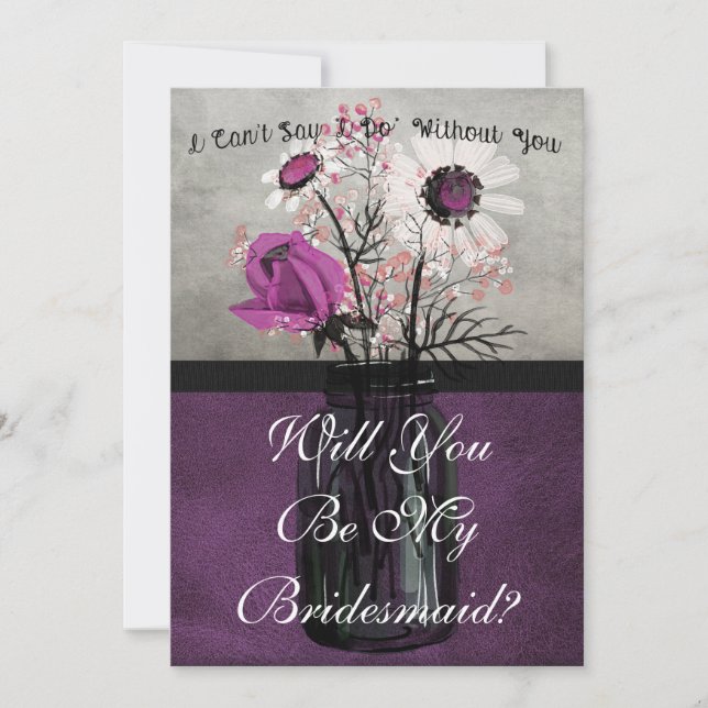 Will You Be My Bridesmaid Purple Personalised Card (Front)