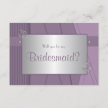 Will you be my bridesmaid Purple Violet & Silver