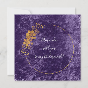 Will You Be My Bridesmaid Purple Violet Velvet Invitation