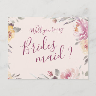 Will you be my bridesmaid Romantic garden floral Invitation