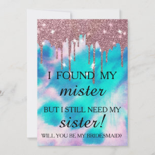 Will you be my bridesmaid? Rose Gold Dripping Invi Invitation
