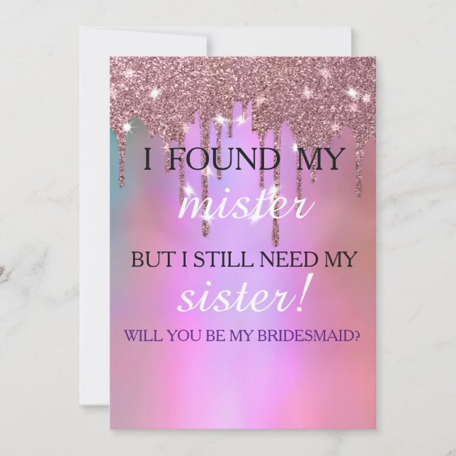 Will you be my bridesmaid? Rose Gold Dripping Invi Invitation (Front)