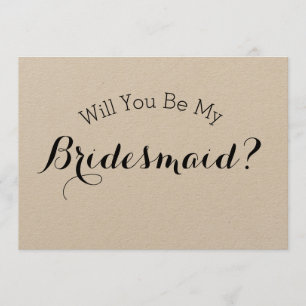 Will You Be My Bridesmaid Rustic Card, Kraft Paper Invitation