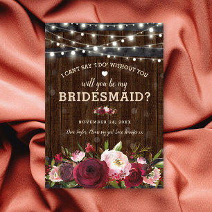 Will you be my Bridesmaid Rustic Country Barrel Invitation