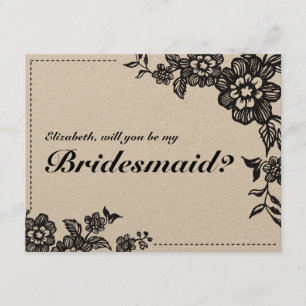 Will You Be My Bridesmaid Rustic Floral Card