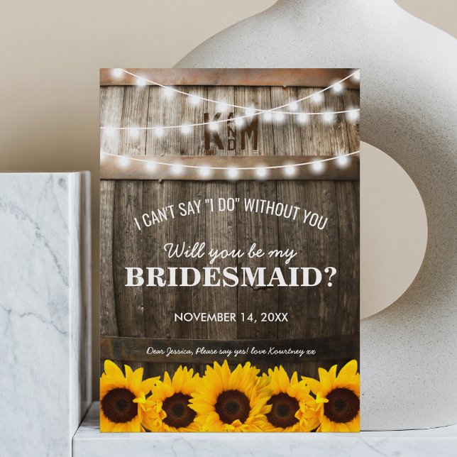 Will you be my Bridesmaid? | Rustic Sunflower Invitation (Creator Uploaded)