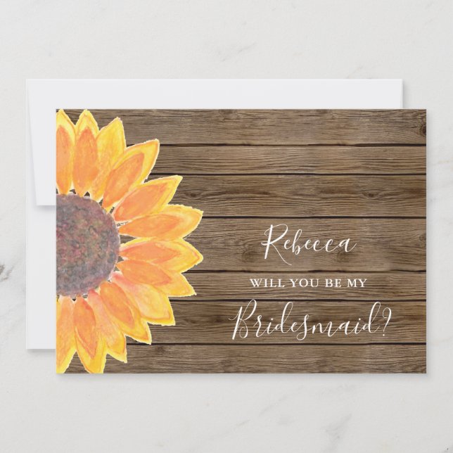  Will You Be My Bridesmaid Rustic Sunflower Invitation (Front)