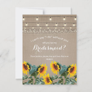 Will you be my Bridesmaid Rustic Sunflower Invitation