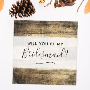 Will You Be My Bridesmaid Rustic Wood Farm Wedding Invitation