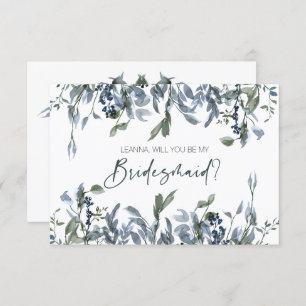 Will You Be My Bridesmaid Sage Silver Green Floral