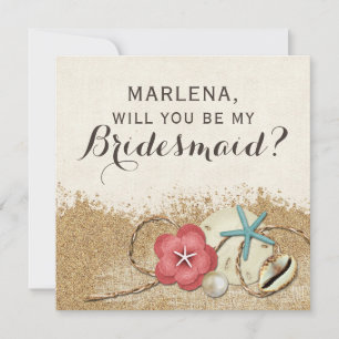 Will You Be My Bridesmaid? Sandy Beach Wedding Invitation