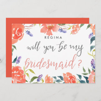 Will You Be My Bridesmaid Script Bright Florals Invitation