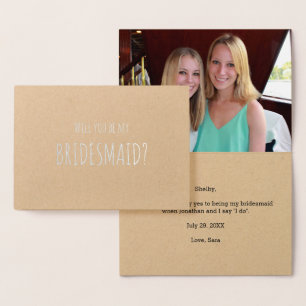Will You Be My Bridesmaid Silver Foil Paisley Card