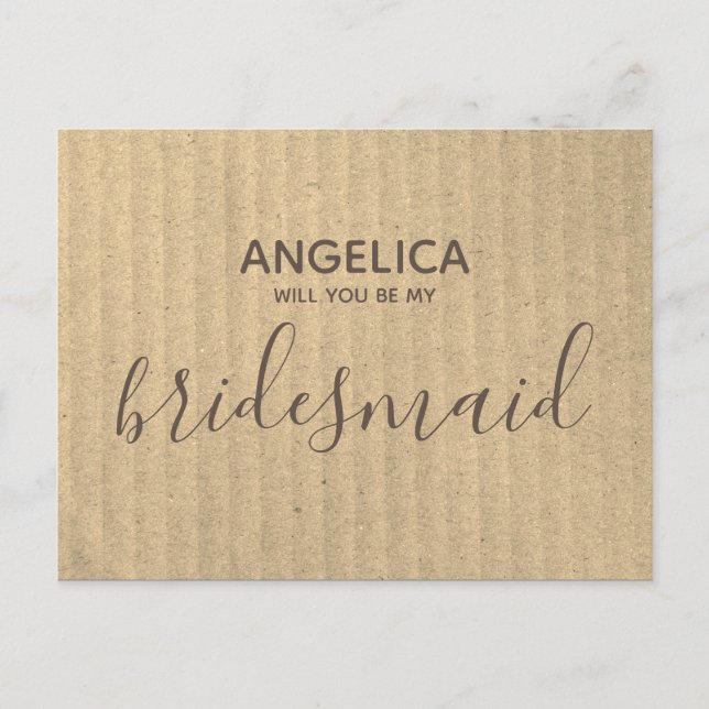Will you be my bridesmaid simple Kraft card rustic (Front)