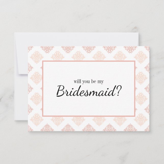 Will You Be My Bridesmaid Soft Peachy Blush Damask (Front)