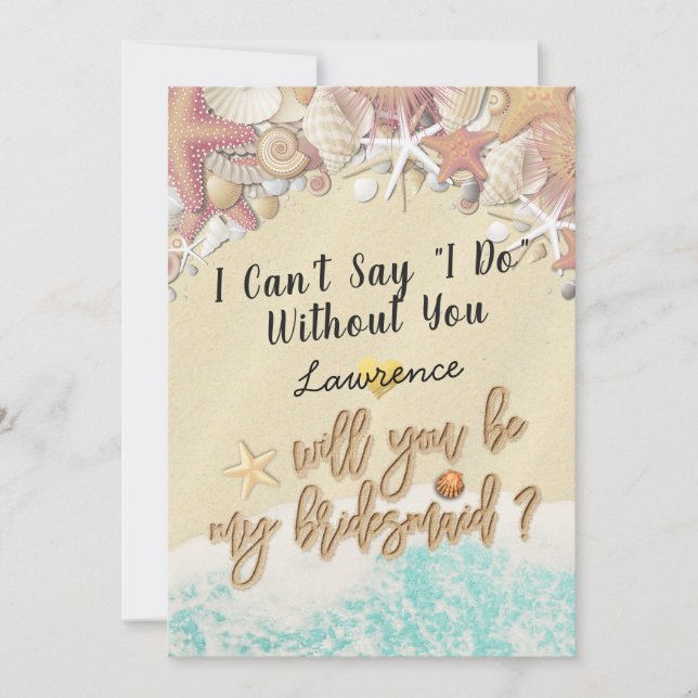 Will You Be My Bridesmaid Summer Beach Starfish Invitation (Front)
