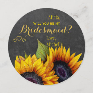 Will you be my bridesmaid sunflowers invitation