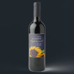 Will you be my bridesmaid sunflowers navy proposal wine label<br><div class="desc">Personalised will you be my bridesmaid, maid of honour, flower girl editable text wine bottle label featuring elegant rustic yellow golden sunflower on dark midnight navy blue chalkboard background. A perfect bridesmaid proposal gift for your sunflower summer night or autumn fall | elegant rustic country | outdoor backyard themed wedding....</div>