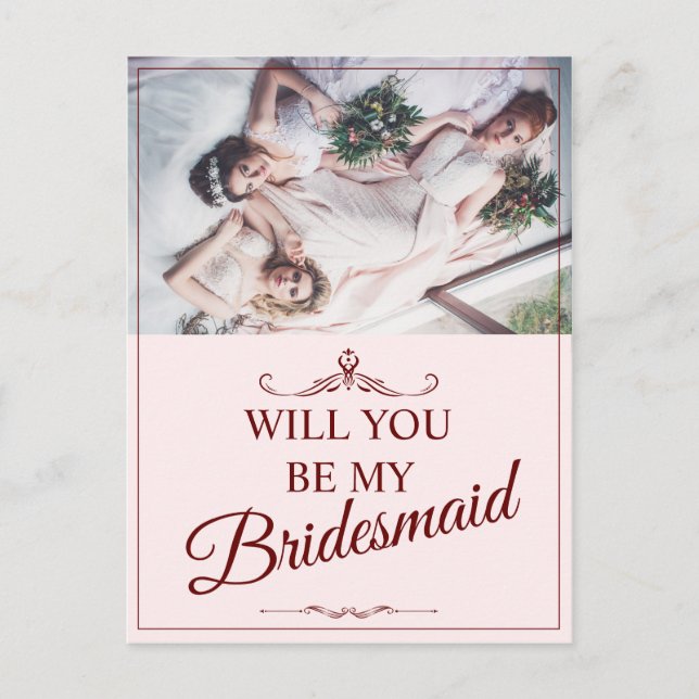 Will You Be My Bridesmaid? Three Lying Bridesmaids Holiday Postcard (Front)