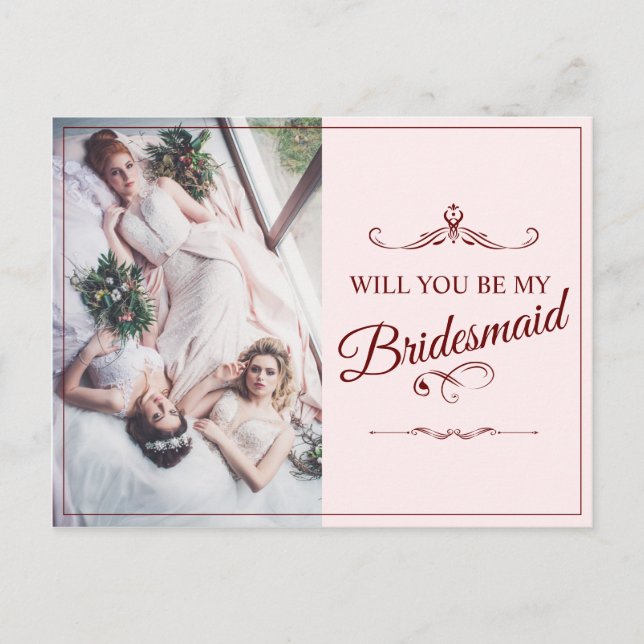 Will You Be My Bridesmaid? Three Lying Bridesmaids Invitation Postcard (Front)