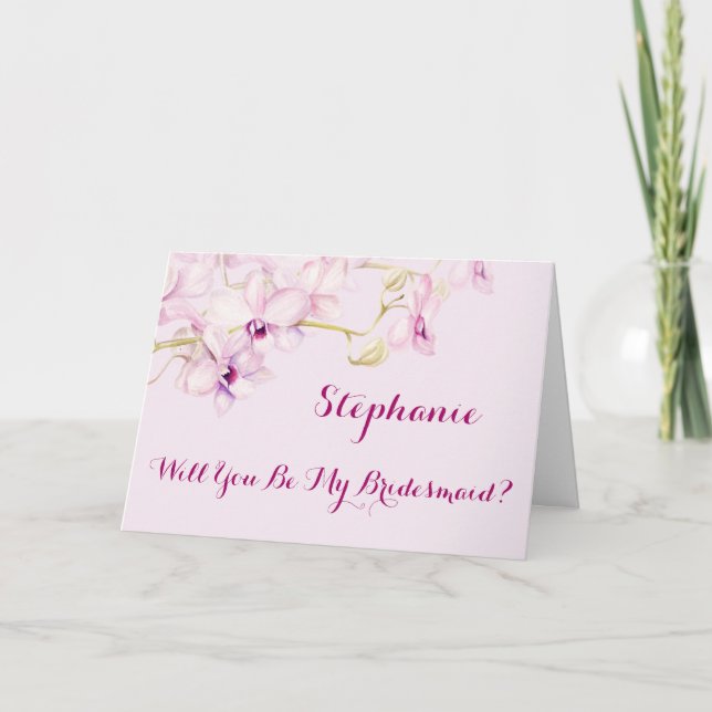 Will You Be My Bridesmaid Tropical Orchids Card (Front)