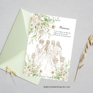 Will You Be My Bridesmaid? Tropical Pampas Grass Invitation