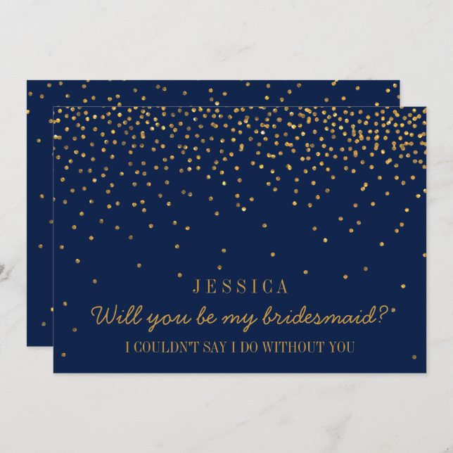 Will You Be My Bridesmaid? Vintage Confetti Invitation (Front/Back)