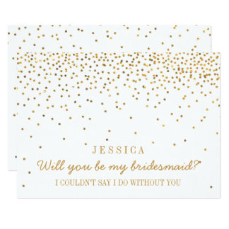 Will You Be My Bridesmaid? Vintage Gold Confetti 13 Cm X 18 Cm Invitation Card