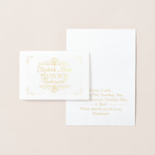 Will You Be My Bridesmaid? Vintage Ornate Foil Card