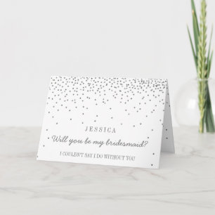 Will You Be My Bridesmaid? Vintage Silver Confetti Invitation