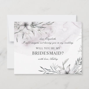 Will you be my bridesmaid. Watercolor dusty floral Invitation