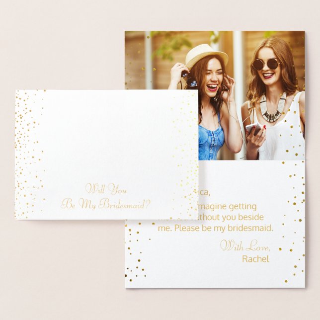 Will You Be My Bridesmaid Wedding Cake Gold Foil Foil Card (Display)