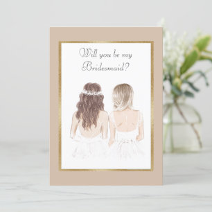Will You Be My Bridesmaid Wedding Gold Invitation