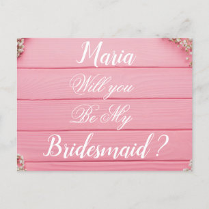 Will you be my bridesmaid wedding invitation postcard