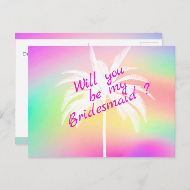 Will You Be My Bridesmaid White Palm Invitation (Front/Back)