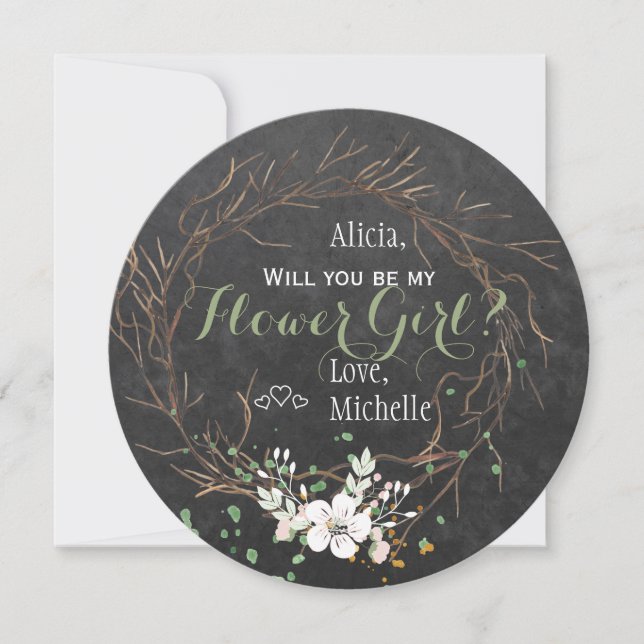 Will you be my bridesmaid winter modern chalkboard invitation (Front)