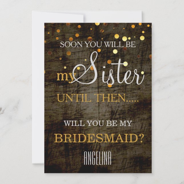 Will you be my bridesmaid? Wooden Background Invit Invitation (Front)