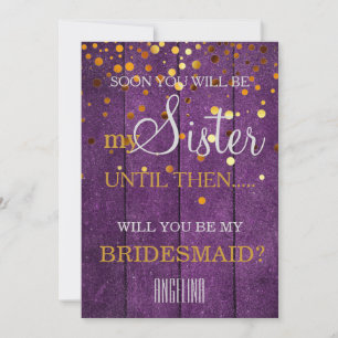 Will you be my bridesmaid? Wooden Background Invit Invitation