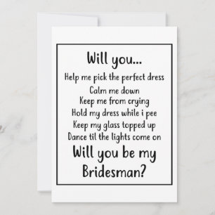 Will you be my Bridesman Announcement
