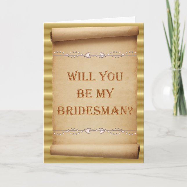 Will you be my Bridesman? Bridesman request. Invitation (Front)