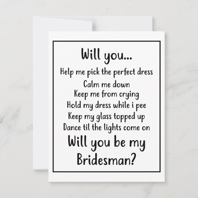 Will you be my Bridesman Card (Front)