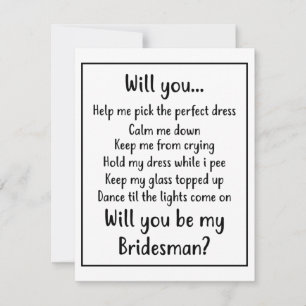 Will you be my Bridesman Card
