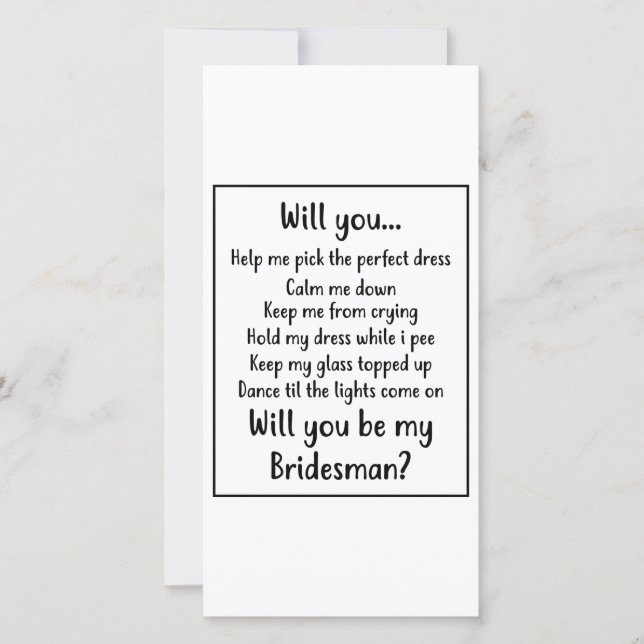 Will you be my Bridesman Holiday Card (Front)