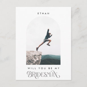 Will you be my Bridesman Minimal Photo Modern Arch Postcard