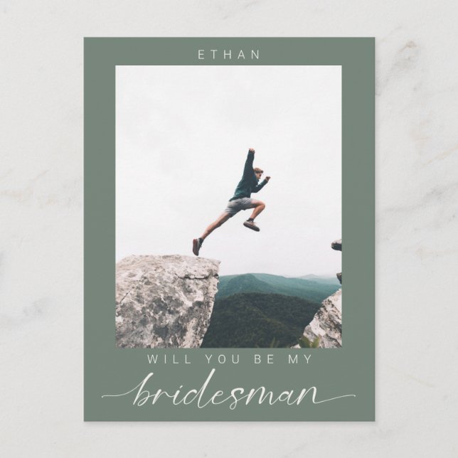 Will you be my Bridesman Minimalist Photo Modern  Postcard (Front)