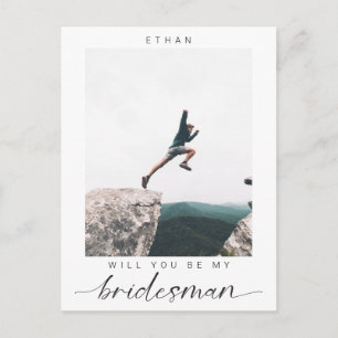 Will you be my Bridesman Minimalist Photo Modern  Postcard