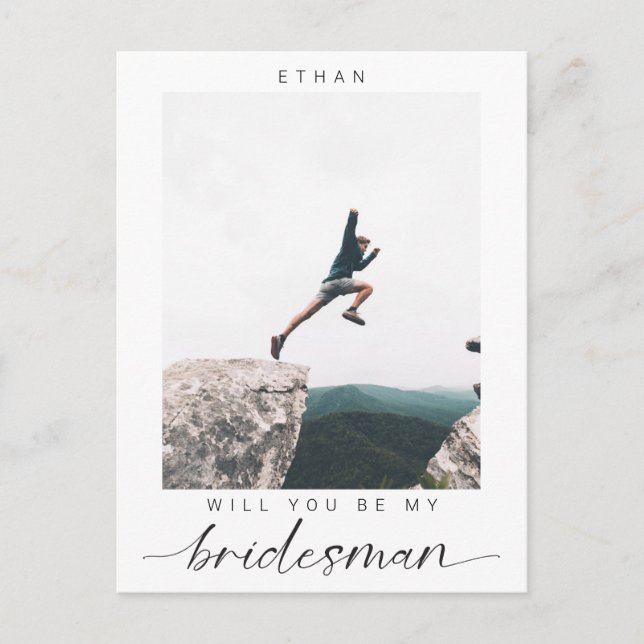 Will you be my Bridesman Minimalist Photo Modern  Postcard (Front)