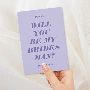 Will You Be My Bridesman? Modern Text Lavender Invitation